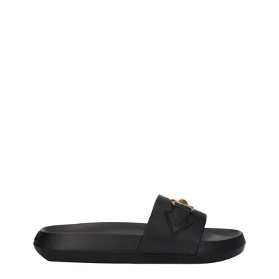 Versace Medusa Biggie Men's Slippers And Clogs Leather Black