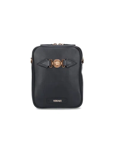 Versace Medusa Biggie Messenger Bag In Black  