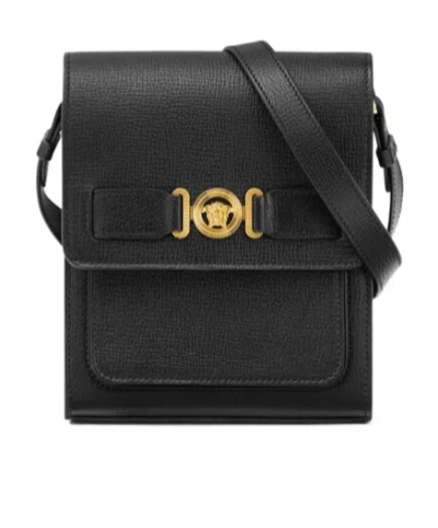 Versace Medusa Biggie Messenger Bag In Black