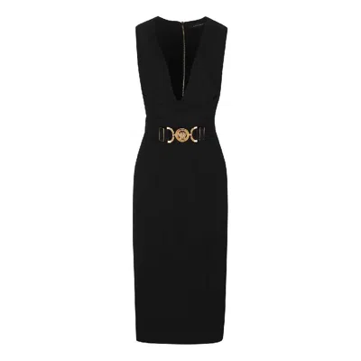 Versace Medusa Biggie Midi Dress In Black