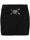 Versace Belted Grain De Poudre Wool Mini Skirt In Black
