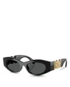 Versace Medusa Embellished Oval Plastic Sunglasses, 51mm In Dark Gray