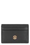 Versace Medusa Biggie Pebbled Calfskin Card Holder In Black