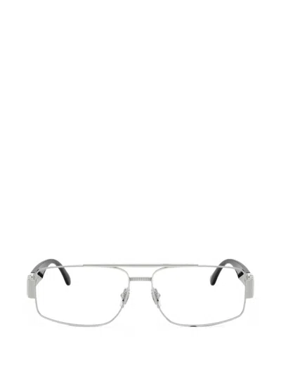 Versace Medusa Biggie Plaque Rectangle-frame Glasses In Silver