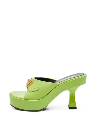 Pre-owned Versace Medusa Biggie Platform Sandals In Green