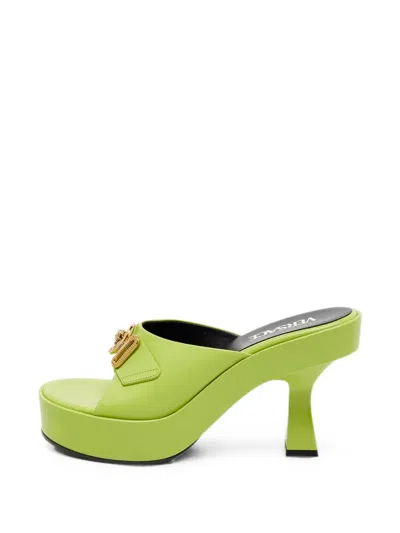 Pre-owned Versace Medusa Biggie Platform Sandals In Green