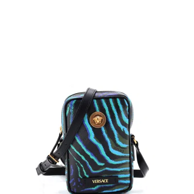 Versace Medusa Biggie Pouch Crossbody Bag Printed Leather Micro In Multi
