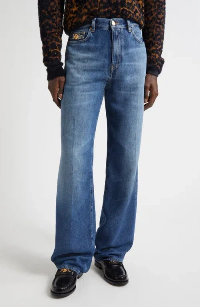 Versace Medusa Biggie Relaxed Straight Leg Jeans In Blue