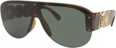 Pre-owned Versace Medusa Biggie Shield Sunglasses In Tortoise/green (ve4391/531771)