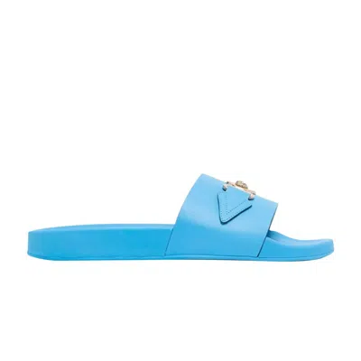 Pre-owned Versace Medusa Biggie Slide 'blue' | Men's Size 40