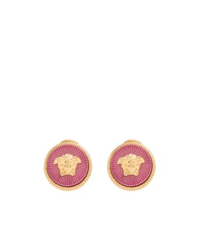 Versace Medusa Biggie Stud Earrings In Yellow