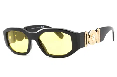 Pre-owned Versace Medusa Biggie Sunglasses Black/yellow (ve4361-gb1/85)
