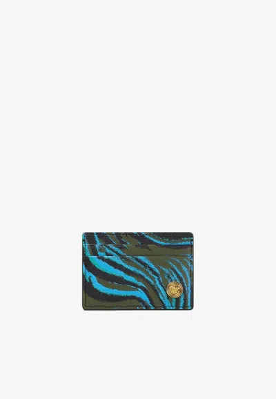 Versace Medusa Biggie Tiger Print Wallet In Calf Leather In Multicolor
