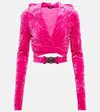 Versace Medusa Biggie Velvet Hoodie In Pink