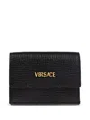 Versace Myth Leather Tri-fold Wallet In Black