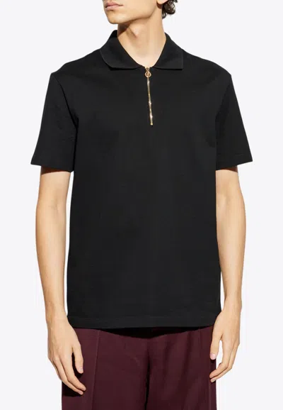 Versace Medusa Biggie Zip Polo T-shirt In Black