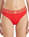Versace Greca Border High-waisted Briefs In Red