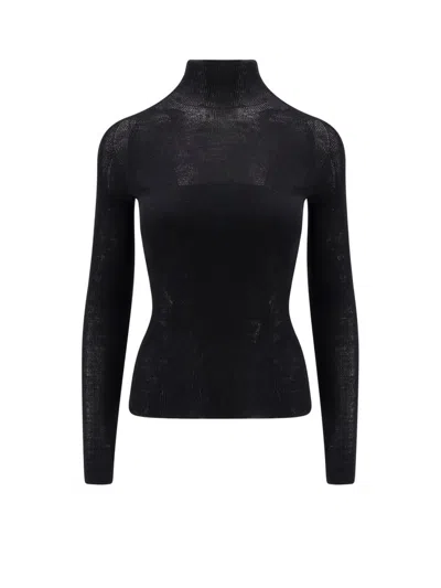Versace Virgin Wool Turtleneck Sweater In Black