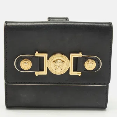 Versace Medusa Black Leather French Wallet