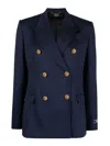 Versace Blue Double-breasted Jacket With Medusa Buttons In Blue