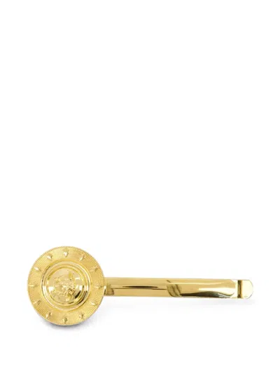 Versace Metal Hair Clips Round Design In Gold