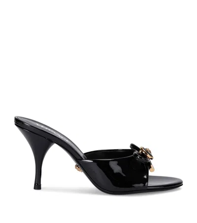Versace Medusa Bow Heeled Sandals 85 In Black