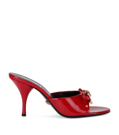 Versace Opera Bow 85 Leather Mules In Red