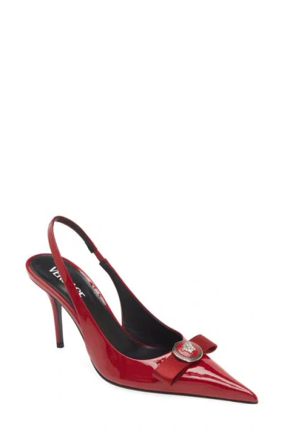 VERSACE VERSACE MEDUSA BOW POINTED TOE SLINGBACK PUMP