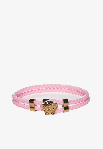 Versace Medusa Braided Bracelet In Pink