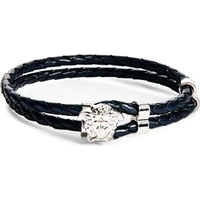 Versace Medusa Braided Leather Bracelet