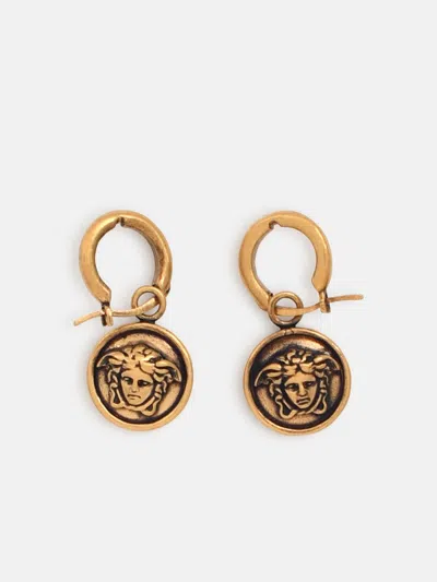 Versace 'medusa' Brass Earrings In Gold