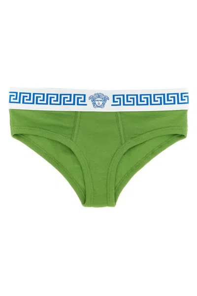 Versace Medusa Ribbed Briefs In Green