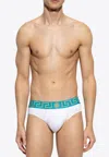 Versace Medusa Briefs With Greca-border In Green