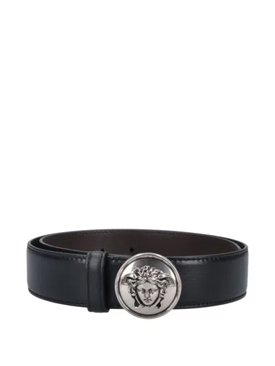 Versace Medusa Buckle Belt In Black