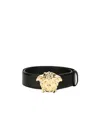 Versace La Medusa Leather Belt Man Belt Black Size 39.5 Calfskin In Black
