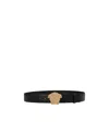 Versace La Medusa Leather Belt Man Belt Black Size 39.5 Calfskin In Black