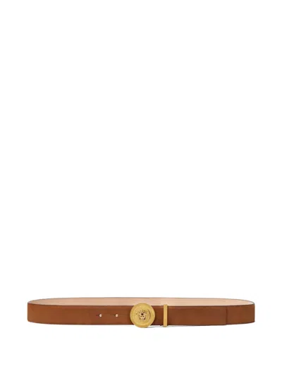 Versace Medusa-buckle Belt In Brown