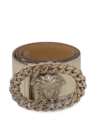 Pre-owned Versace Medusa Buckle Belt In Gold