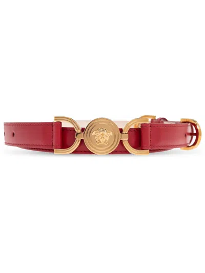 Versace Medusa-buckle Belt In Red