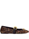Versace Medusa Buckle Flats In Animal Print