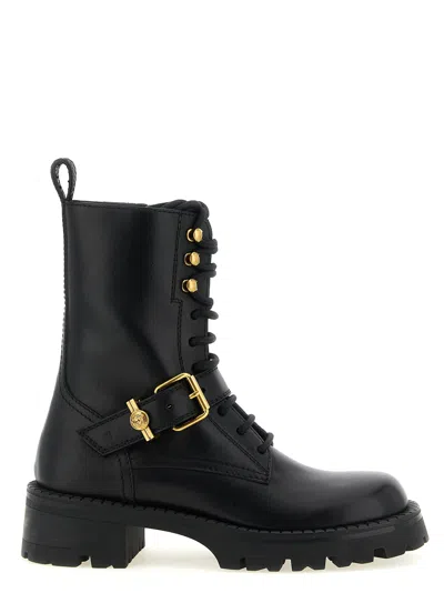 Versace Medusa Buckle Lace-up Boot In Black