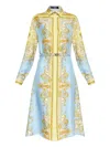 Versace Medusa-buckle Printed Midi Dress In Blue