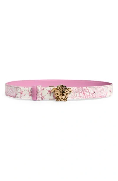 Versace Medusa Buckle Reversible Leather Belt In Purple