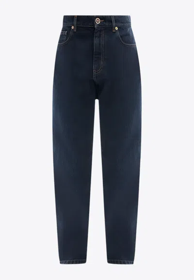 VERSACE MEDUSA BUCKLE SLIM JEANS