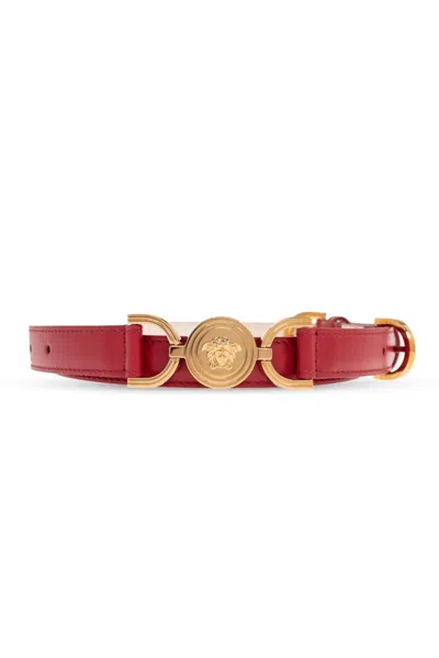 Versace Medusa Buckled Belt In Red