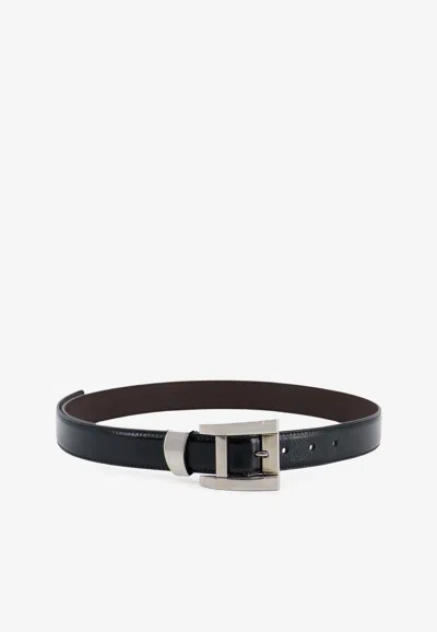 Versace Medusa Buckled Leather Belt In Black