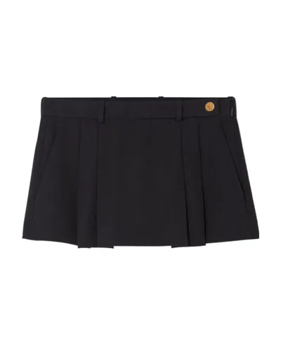 Versace Medusa-button Pleated Mini Skirt In Black