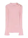 Versace Ribbed-knit Side-button Jumper In Pink