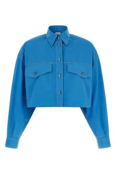 Versace 'medusa' Button Shirt In Blue