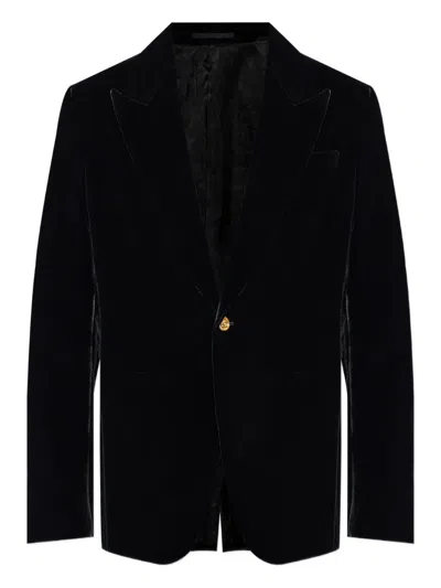 Versace Medusa Button Velvet Jacket In Black